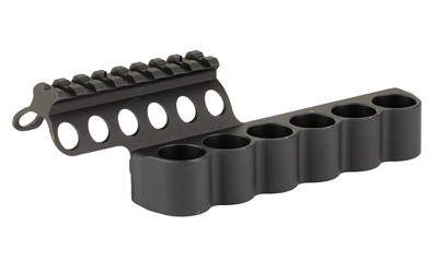 Mesa Tactical SureShell, 6-Shell Side Saddle with Rail, Fits Beretta 1301/A300 Ultima 12 Gauge, Aluminum, Matte Finish, Black 94270