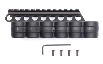 Mesa Tactical SureShell, 6-Shell Side Saddle with 4 3/4" Rail, Fits Moss 500/590/Mav 88, 12 Gauge, Matte Finish, Black 94880