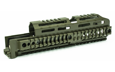 Midwest Industries Alpha Quad Rail, Picatinny Handguard, Fits AK Style Firearms, 10", Anodized Finish, Olive Drab Green MI-AK-ALPHA-QR-10-ODG