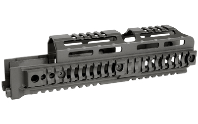 Midwest Industries Alpha Quad Rail, Picatinny Handguard, Fits AK Style Firearms, 10", Anodized Finish, Black MI-AK-ALPHA-QR-10