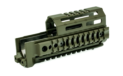 Midwest Industries Alpha Quad Rail, Picatinny Handguard, Fits AK Style Firearms, 6", Anodized Finish, Olive Drab Green MI-AK-ALPHA-QR-6-ODG
