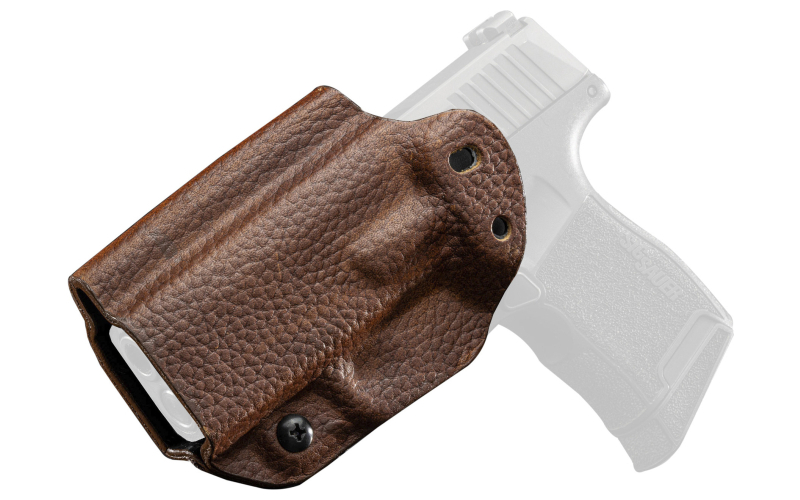 Mission First Tactical Hybrid Holster, Inside Waistband Holster, Ambidextrous, Fits Sig P365, Kydex with Leather Shell, Includes 1.5" Belt Attachment, Brown H3-SIG-1-BR1