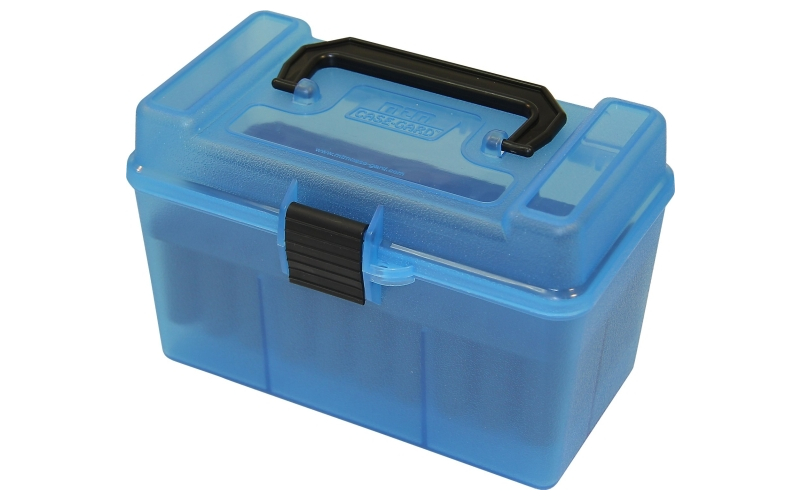 Mtm Case-Gard Handle carry rifle ammo box 22 sav-10.75x68 mauser 50rd blue