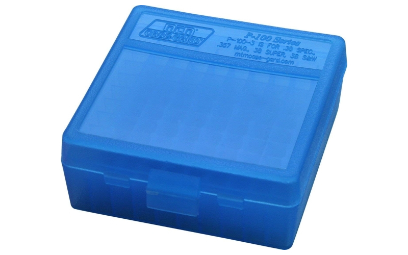 Mtm Case-Gard Flip top pistol ammo box 38 spl-357 magnum 100 round blue