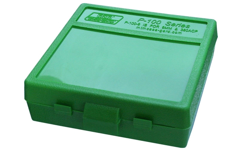Mtm Case-Gard Flip top pistol ammo box 9mm-380 acp 100 round green