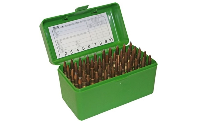 Mtm Case-Gard Flip top rifle ammo box 26 nosler-10.75x68 mauser 50 rnd grn
