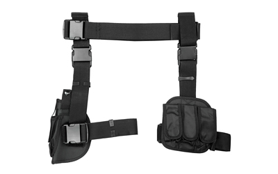 NcSTAR Drop Leg Holster & Mag Pouch, Triple Magazine Pouch, Right Hand, Black, Nylon CV2908