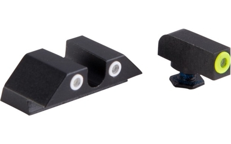 Night Fision Glock 17/19/33/46 yellow front & clear u notch rear