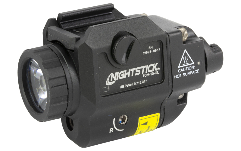 Nightstick TCM-10-GL, Tactical Weapon-Mounted Light with Green Laser, 650 Lumens, 2 Hour Run Time, IP-X7 Waterproof, Matte Finish, Black TCM-10-GL