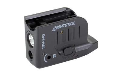 Nightstick TSM-14G, Subcompact Tactical Weapon-Mounted Light with Green Laser, Fits Glock 43/43X/48 MOS, 150 Lumens, 2,700 Candela, Black, .75 Hours of Runtime, IP-X4 Water-Resistant, Rechargeable Battery TSM-14G