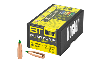 Nosler Ballistic Tip, .308 Diameter, 30 Caliber, 165 Grain, Spitzer Boat Tail, 50 Count 30165