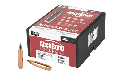 Nosler AccuBond Long Range, .308 Diameter, 30 Caliber, 210 Grain, Spitzer Boat Tail, 100 Count 58317