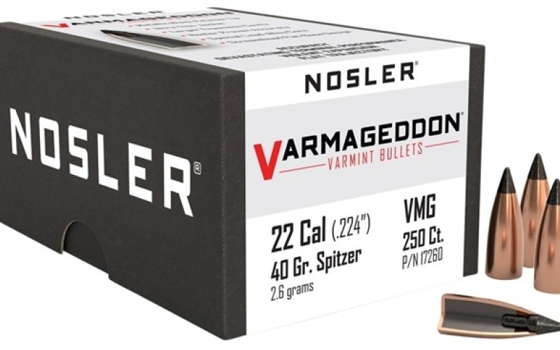 NOSLER 22 caliber (0.224'') 40gr flat base tipped 250/box