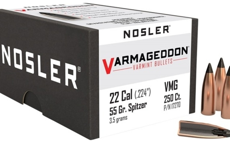 NOSLER 22 caliber (0.224'') 55gr flat base tipped 250/box