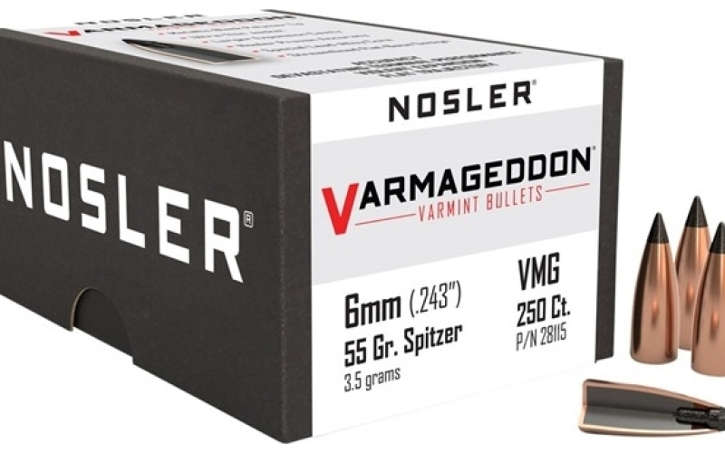 NOSLER 6mm (0.243'') 55gr flat base tipped 250/box