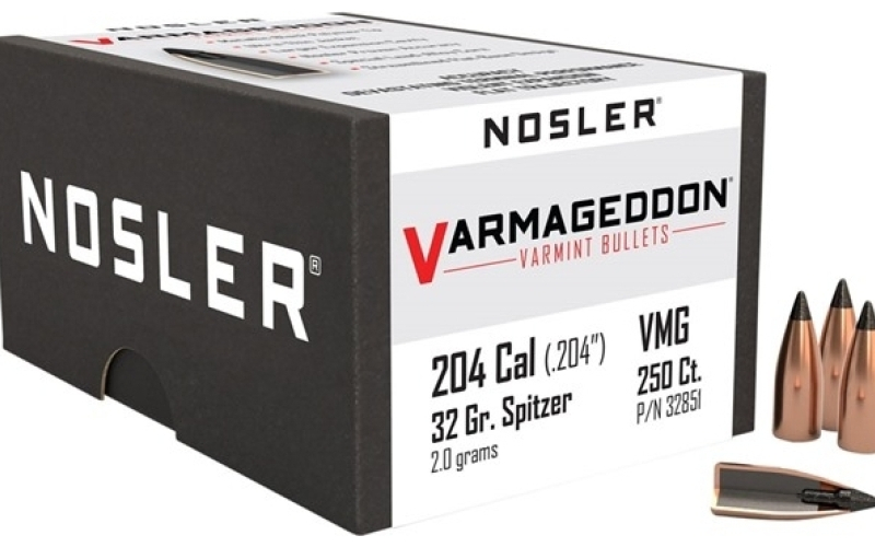 NOSLER 20 caliber (0.204'') 32gr flat base tipped 250/box