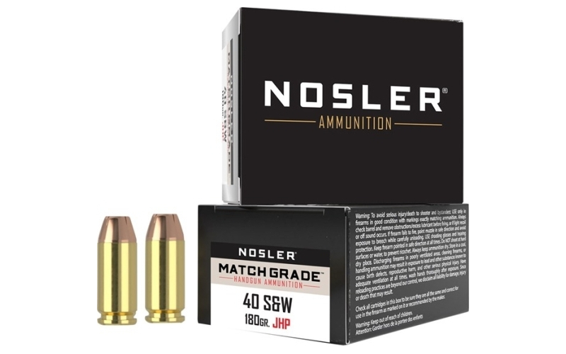 NOSLER 40 s&w 180gr jacketed hollow point 20/box
