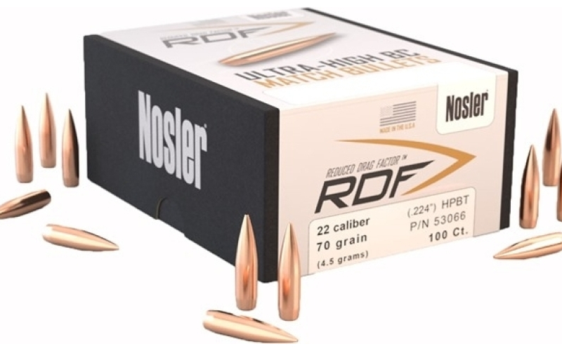 NOSLER 22 caliber (.224'') 70gr hollow point boat tail 100/box