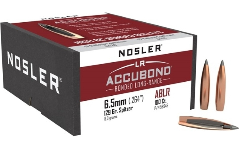 NOSLER 6.5mm (0.264'') 129gr spitzer 100/box