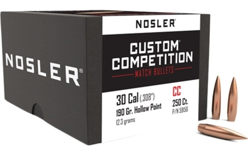 NOSLER 30 caliber (0.308'') 190gr hollow point boat tail 250/box