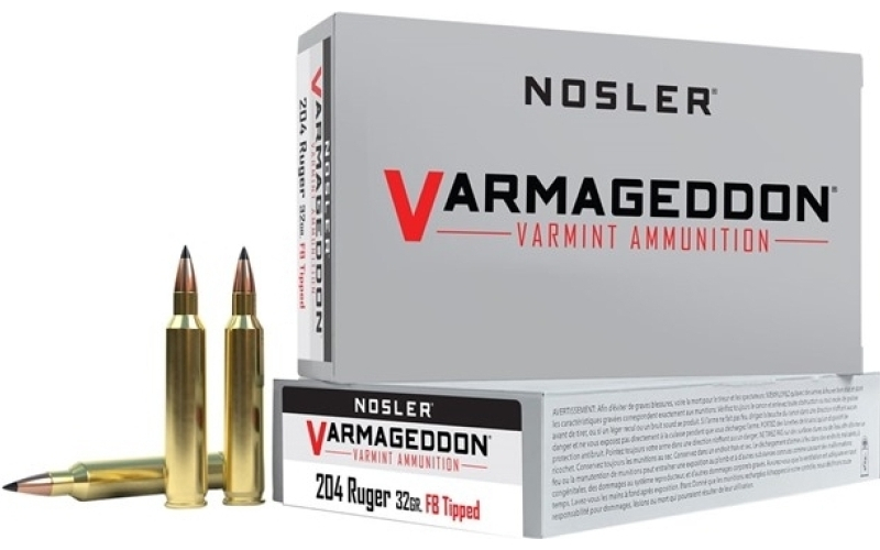NOSLER 204 ruger 32gr flat base tipped 20/box
