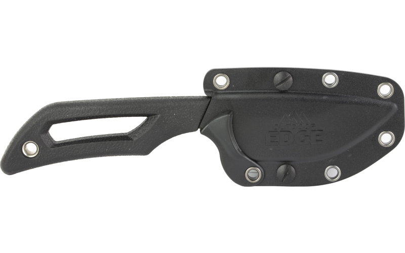 Outdoor Edge Pivot, Fixed Blade Knife, Plain Edge, Drop Point, 2.5" Blade, 8Cr13Mov Stainless Steel, Stonewashed Finish, Black, Includes Sheath PKDP-1C