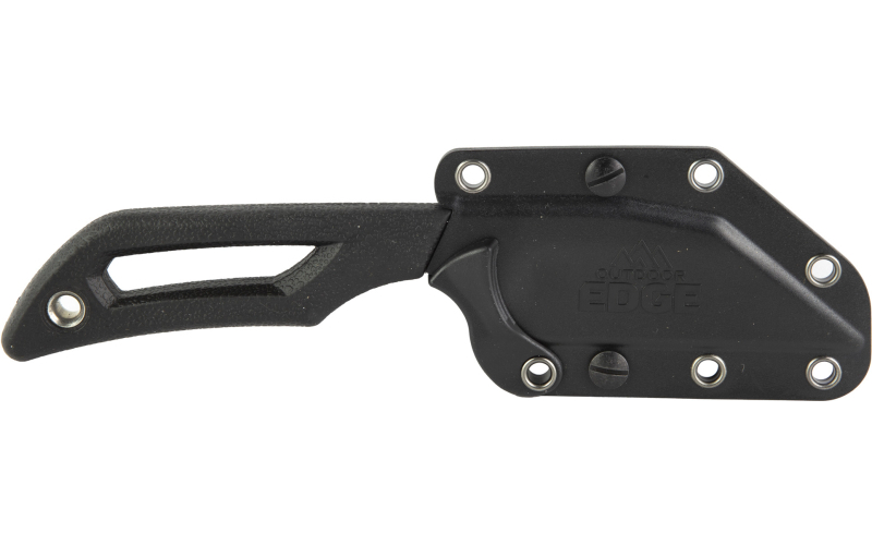 Outdoor Edge Pivot, Fixed Blade Knife, Plain Edge, Wharncliffe, 2.6" Blade, 8Cr13Mov Stainless Steel, Stonewashed Finish, Black, Includes Sheath PKWC-2C