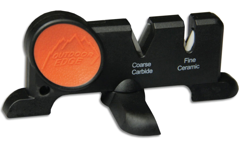 Outdoor Edge EdgeX 2-Stage, Knife Sharpener, Tungsten Carbide/White Alumina-Ceramic Sharpening Stones, Zytel Handle, Black and Orange SX-100
