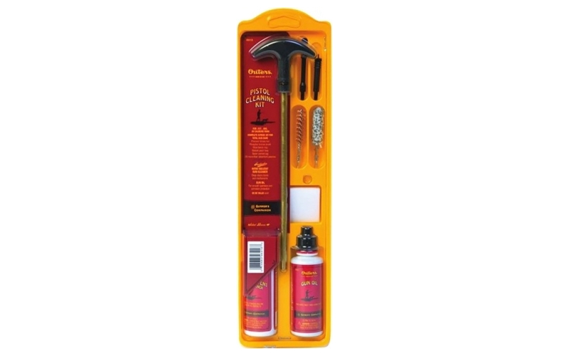 Outers Pistol cleaning kit w/brass cleaning rod 10mm/40/45 cal