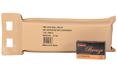 PMC Ammunition Bronze, 223 Remington, 55 Grain, Full Metal Jacket, 200 Round Bulk Pack 223A-BP
