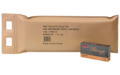 PMC Ammunition Bronze, 380ACP, 90 Grain, Full Metal Jacket, 300 Round Bulk Pack 380A-BP