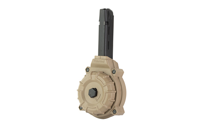 ProMag Industries Magazine, 9MM, 50 Round Drum, Fits Glock 17/19, Polymer, Flat Dark Earth DRM-A11-FDE