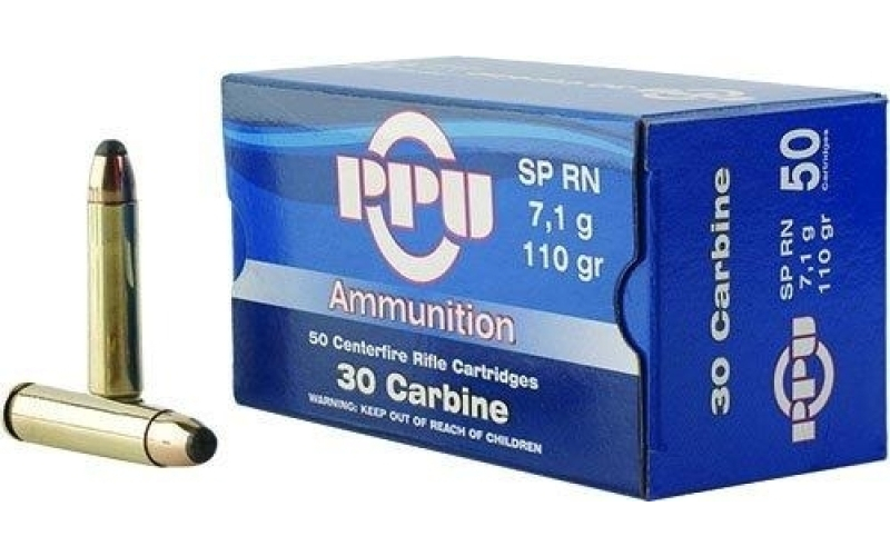 Prvi Partizan Standard Rifle, 30 Carbine, 110 Grain, Soft Point, 50 Round Box PP30S