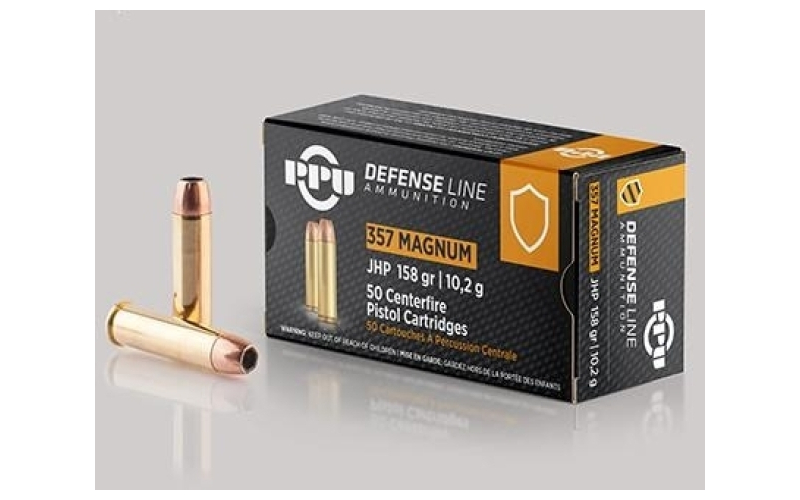 Prvi Partizan Handgun Defense, 357 Magnum, 158 Grain, Jacketed Hollow Point, 50 Round Box PPD357