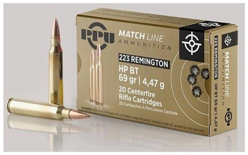 Prvi Partizan Match, 223 Remington, 69 Grain, Boat Tail Hollow Point, 20 Round Box PPM2231