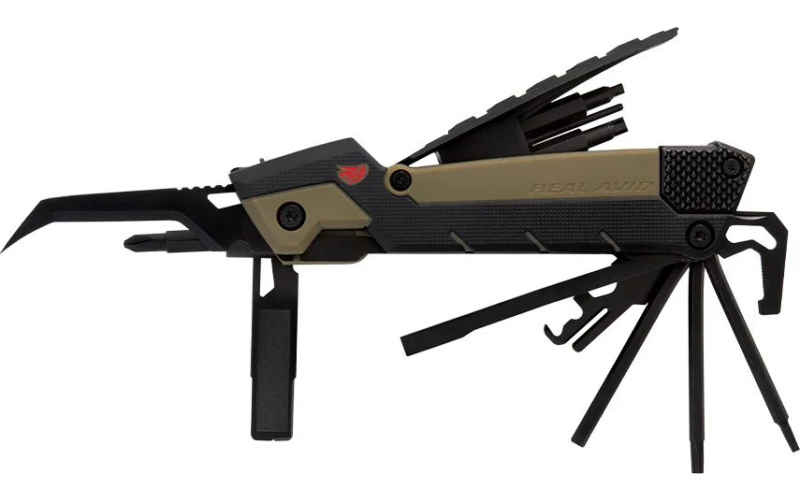 Real Avid Gun Tool Pro AR15, Multi-Tool, Optimized for the AR15, Flat Dark Earth/Black Finish, Plain Edge Blade, Stainless Steel Construction, Includes Flat Dark Earth Nylon Sheath AVGTPROAR