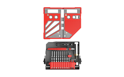 Real Avid Master Bench Block Pro Kit, Includes Bench Block Punch Set and Hammer, Matte Finish, Gray and Red AVMBBPKIT