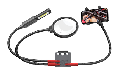 Real Avid Smart-Mount Accessory System, Articulating Arms with Light, Phone Holder, and Magnifying Glass, Black and Gray AVMVACC