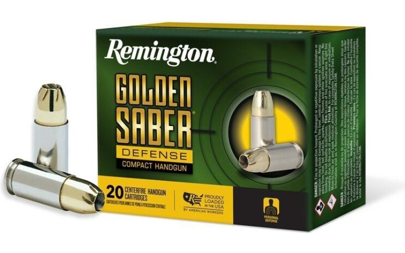 Remington golden saber defense compact 9mm luger 124gr bjhp ammo 20rd