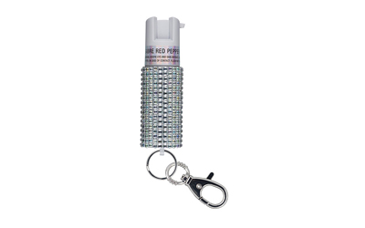 Sabre Jeweled, .54oz, Jeweled Silver, Snap Clip Keychain, Twist Lock Safety KR-J-WH-02