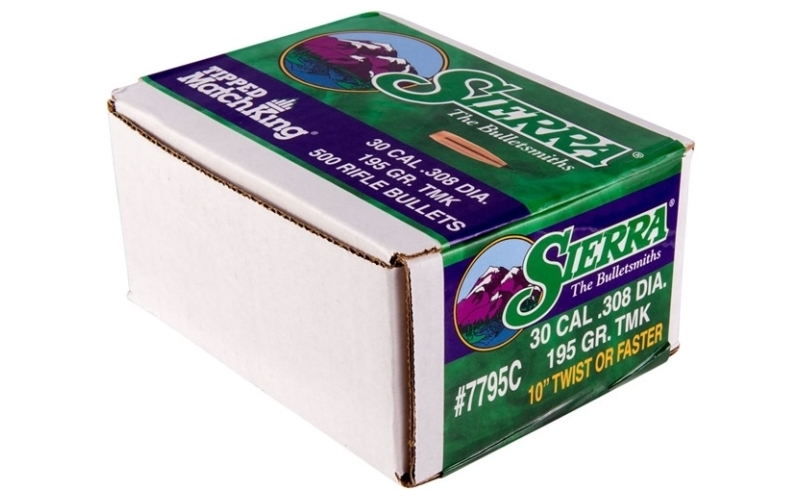 Sierra Bullets 30 caliber (0.308'') 195gr tipped matchking 500/box