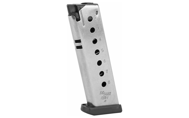 Sig Sauer Magazine, 45ACP, 8 Rounds, Fits P220, Stainless MAG-220-45-8