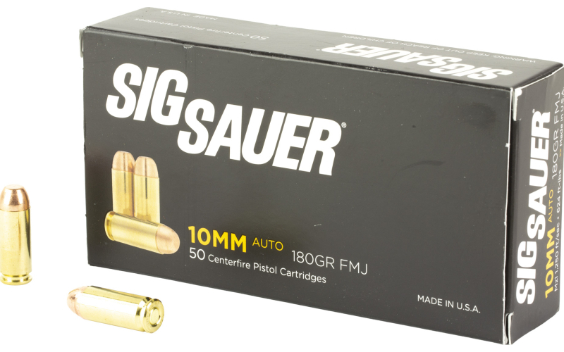 Sig Sauer Elite Performance Ball, 10MM, 180 Grain, Full Metal Jacket, 50 Round Box E10MB1-50