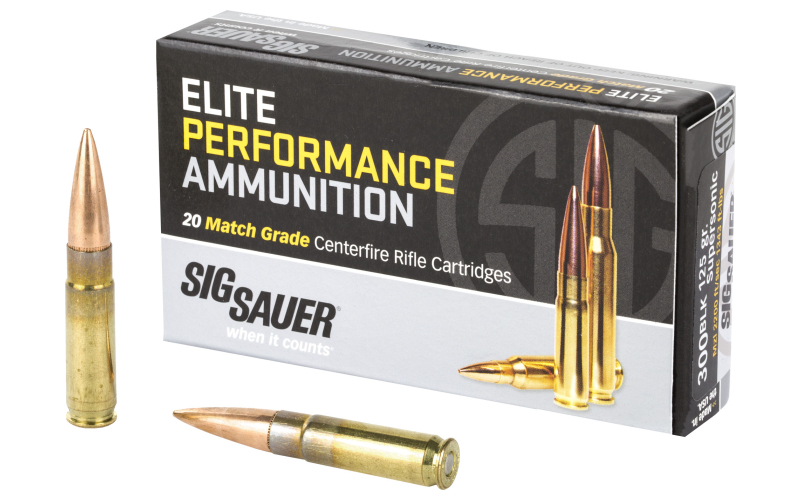 Sig Sauer Elite Performance Match, 300 Blackout, 125 Grain, Open Tip Match, 20 Round Box E300A1-20
