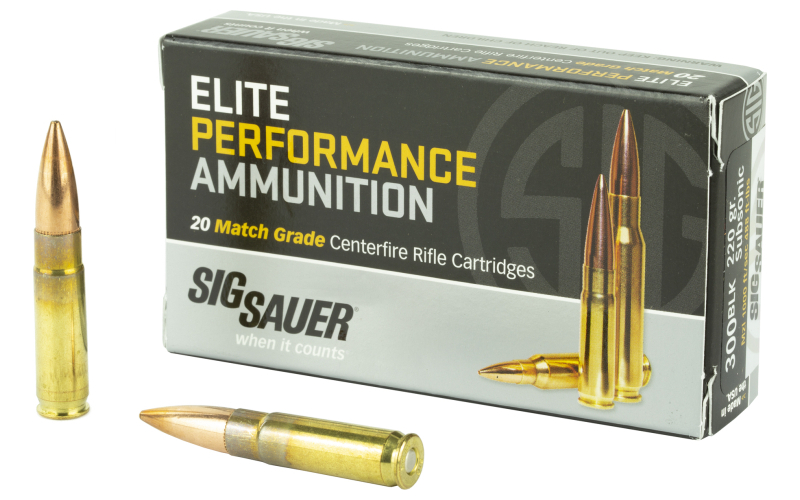 Sig Sauer Elite Performance Match, 300 AAC Blackout, 220 Grain, Open Tip Match, 20 Round Box E300A2-20