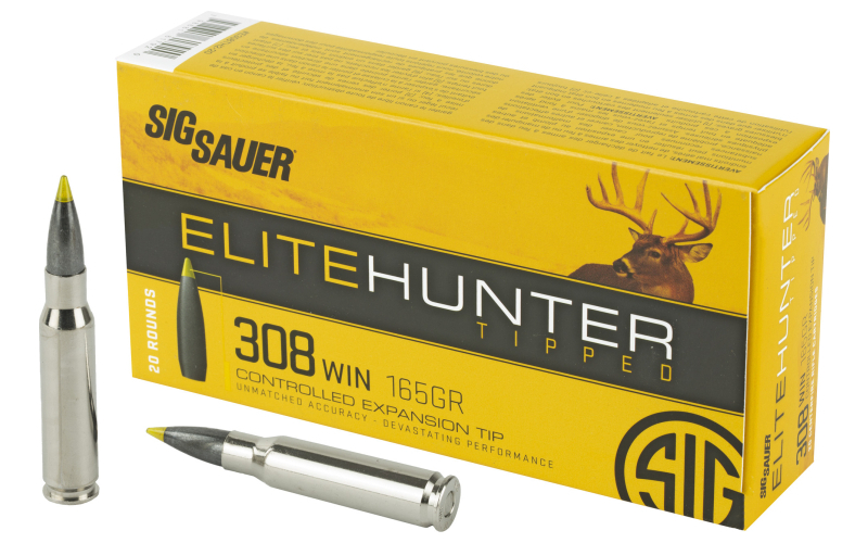 Sig Sauer Elite Tipped Hunting, 308 Winchester, 165 Grain, Ballistic Tip, 20 Round Box E308TH2-20