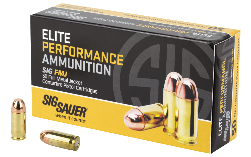 Sig Sauer Elite Performance Ball, 380ACP, 100 Grain, Full Metal Jacket, 50 Round Box E380B1-50
