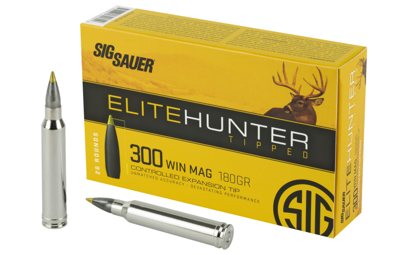 Sig Sauer Elite Tipped Hunting, 300 Winchester Magnum, 180 Grain, Ballistic Tip, 20 Round Box E3WMTH3-20