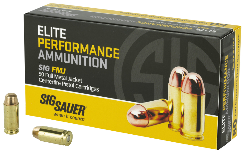 Sig Sauer Elite Performance Ball, 40 S&W, 180 Grain, Full Metal Jacket, 50 Round Box E40SB2-50