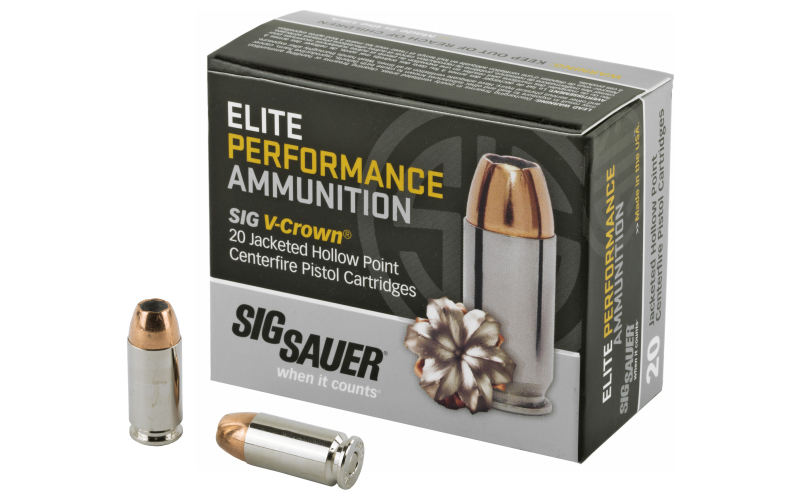 Sig Sauer Elite Performance V-Crown, 40 S&W, 180 Grain, Jacketed Hollow Point, 20 Round Box E40SW2-20